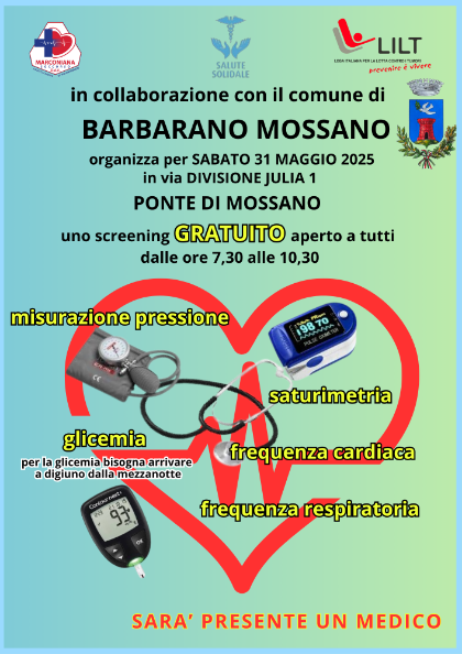 🩺 Screening gratuito a Ponte di Mossano 🩺 Screening gratuito a Ponte di Mossano