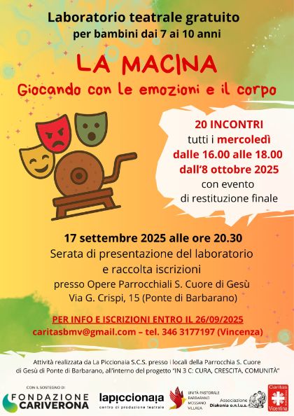 🎭 LA MACINA – Laboratorio teatrale gratuito per bambini 🎭 LA MACINA – Laboratorio teatrale gratuito per bambini